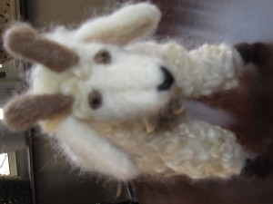 Felted Pygora, face; designed and needle felted by J Strader